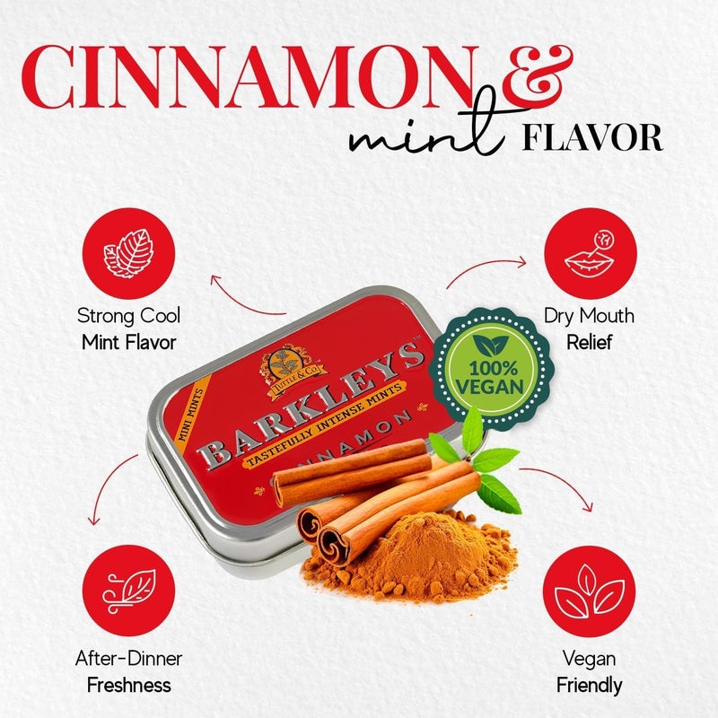 Barkleys Cinnamon Breath Mints - Vegan Mini Cinnamon Candy in Reusable Travel Tin, 50 Count - Image 3